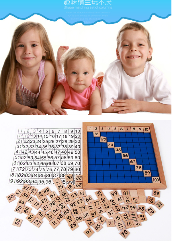 Digit Learning Wooden Board 1-100