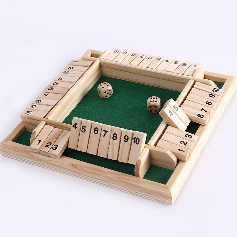 Shut the box for family--4  Sided Flip Block  Wooden Board math Game